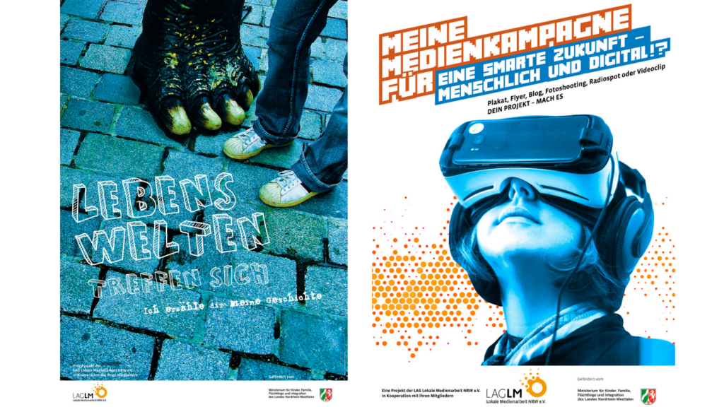 Projektplakate: "Lebenswelten treffen sich" und "Meine Medienkampagne"